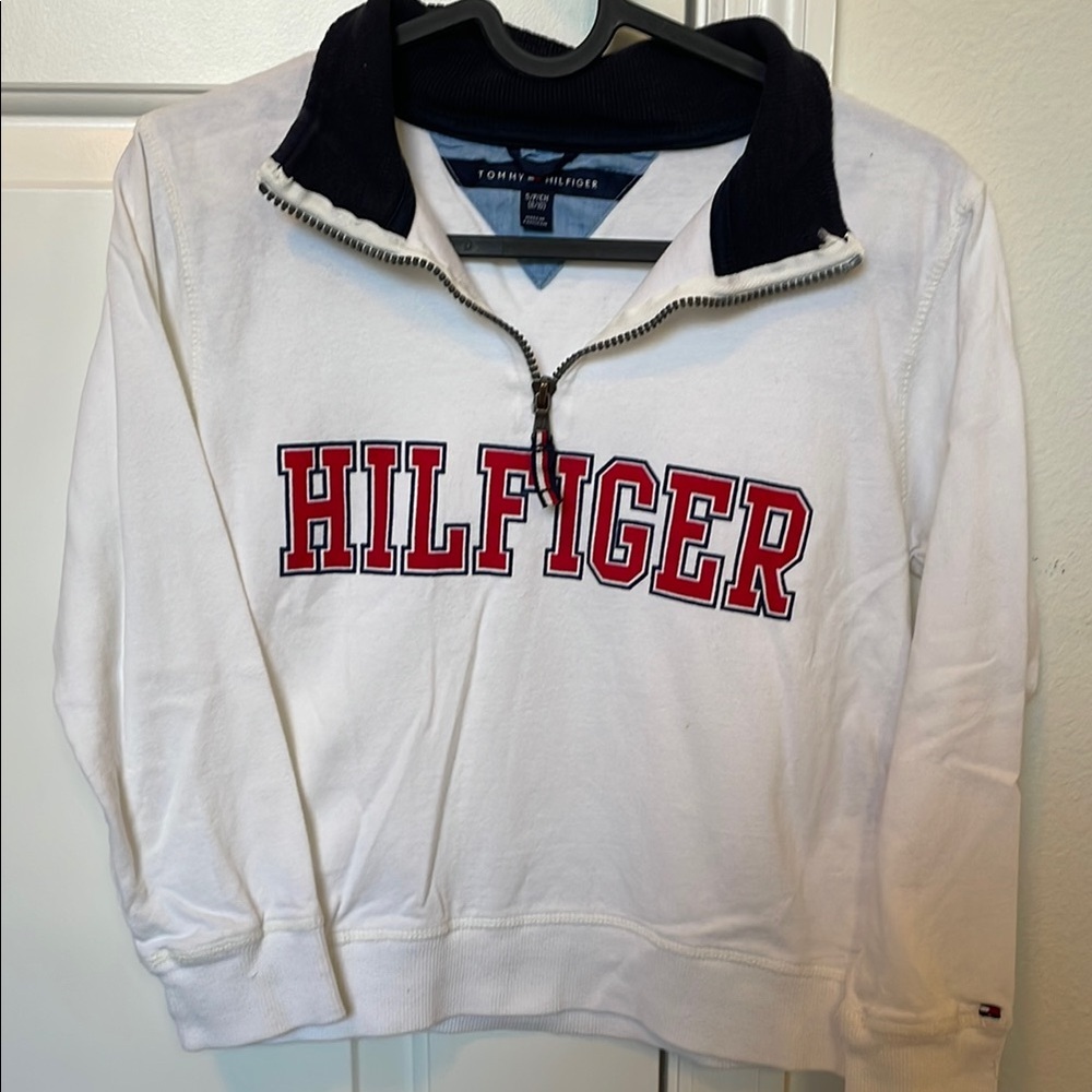 Tommy Hilfiger White Half-Zip Sweatshirt